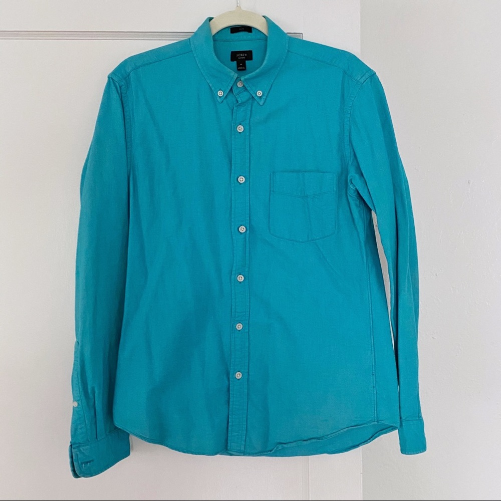 J. Crew slim fit oxford button down in cyan